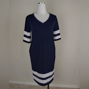 Brigitte Brianna Varsity Dress | Modest V Neck | Pockets